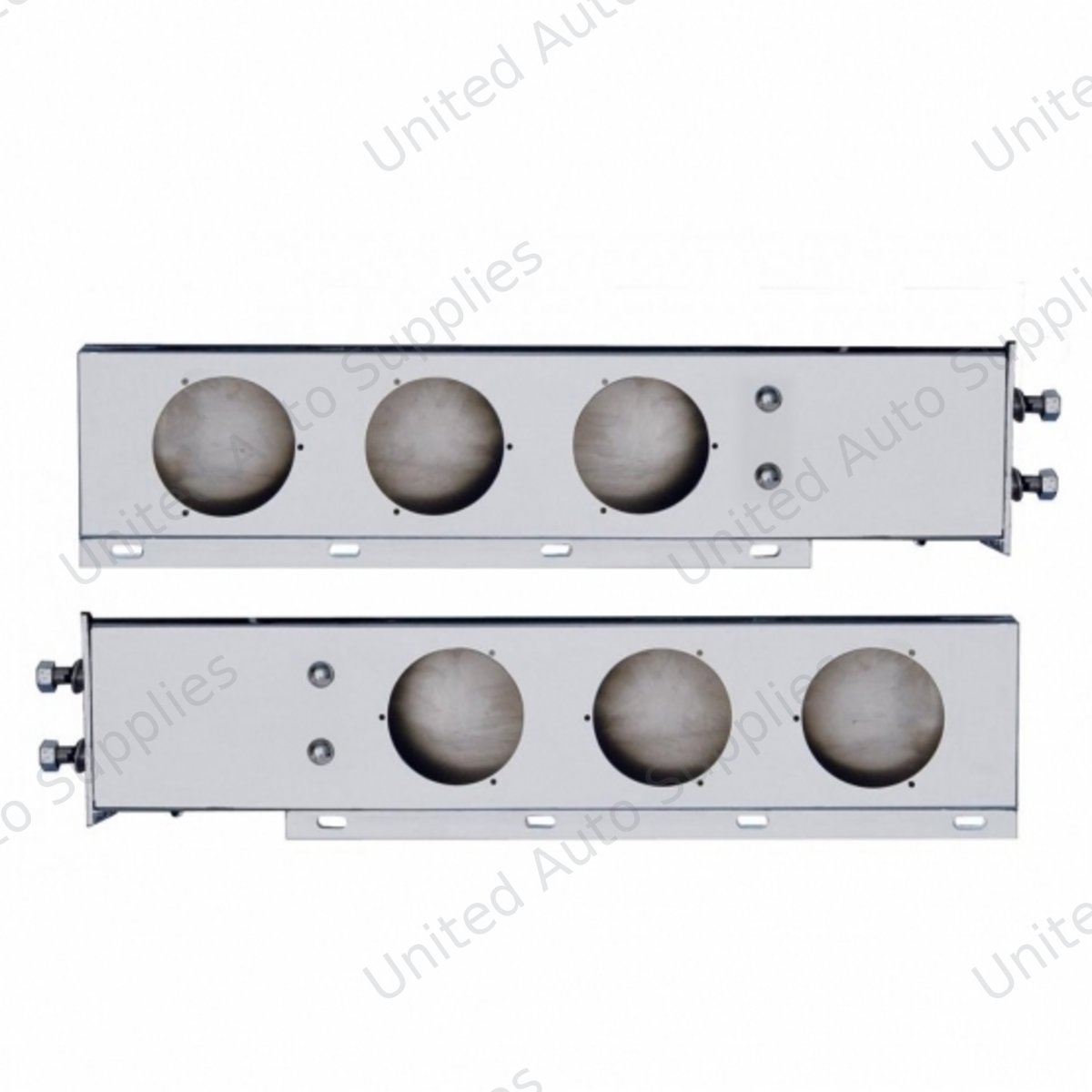 2.5" Bolt Pattern 430 SS Spring Loaded Light Bar With Three 4" Light Cutouts (Pair)