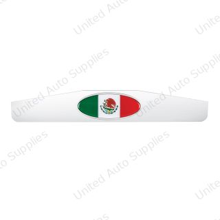 4" x 24" Chrome Bottom Mud Flap Weight With Oval Mexico Flag Emblem