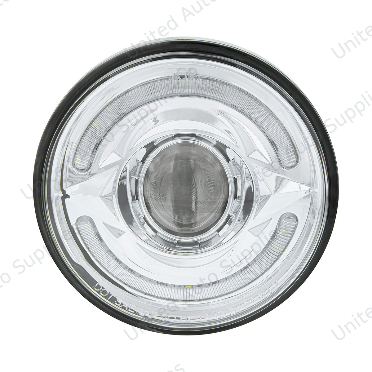 ULTRALIT- LED 5-3/4" Round Headlight With 60 LED Dual Color Light Bar, Amber & White LED - High Beam
