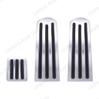 Chrome Pedal Set With Black Insert For Peterbilt