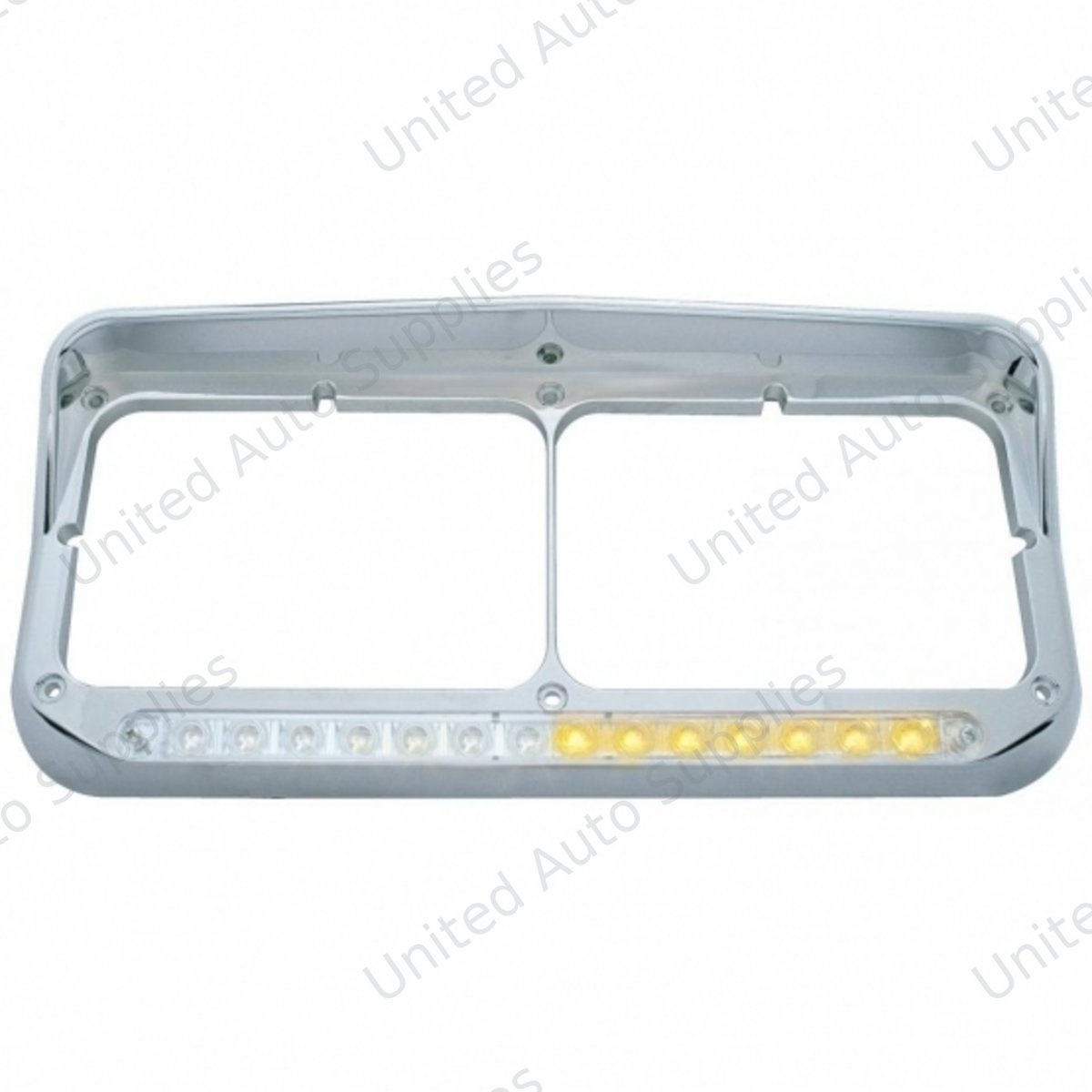 Rectangular Dual Headlight Bezel With Visor And LED Sequential Light Bar (Driver) - Amber LED/Clear Lens