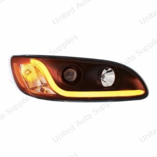 Black Projection Headlight W/LED Dual Function Light Bar For PB 386 (2005-2015) & 387 (1999-2010) - Passenger