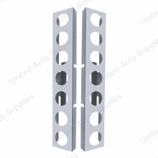 Kenworth Stainless Front Air Cleaner Bracket Only - 14 Light Cutouts (Pair)
