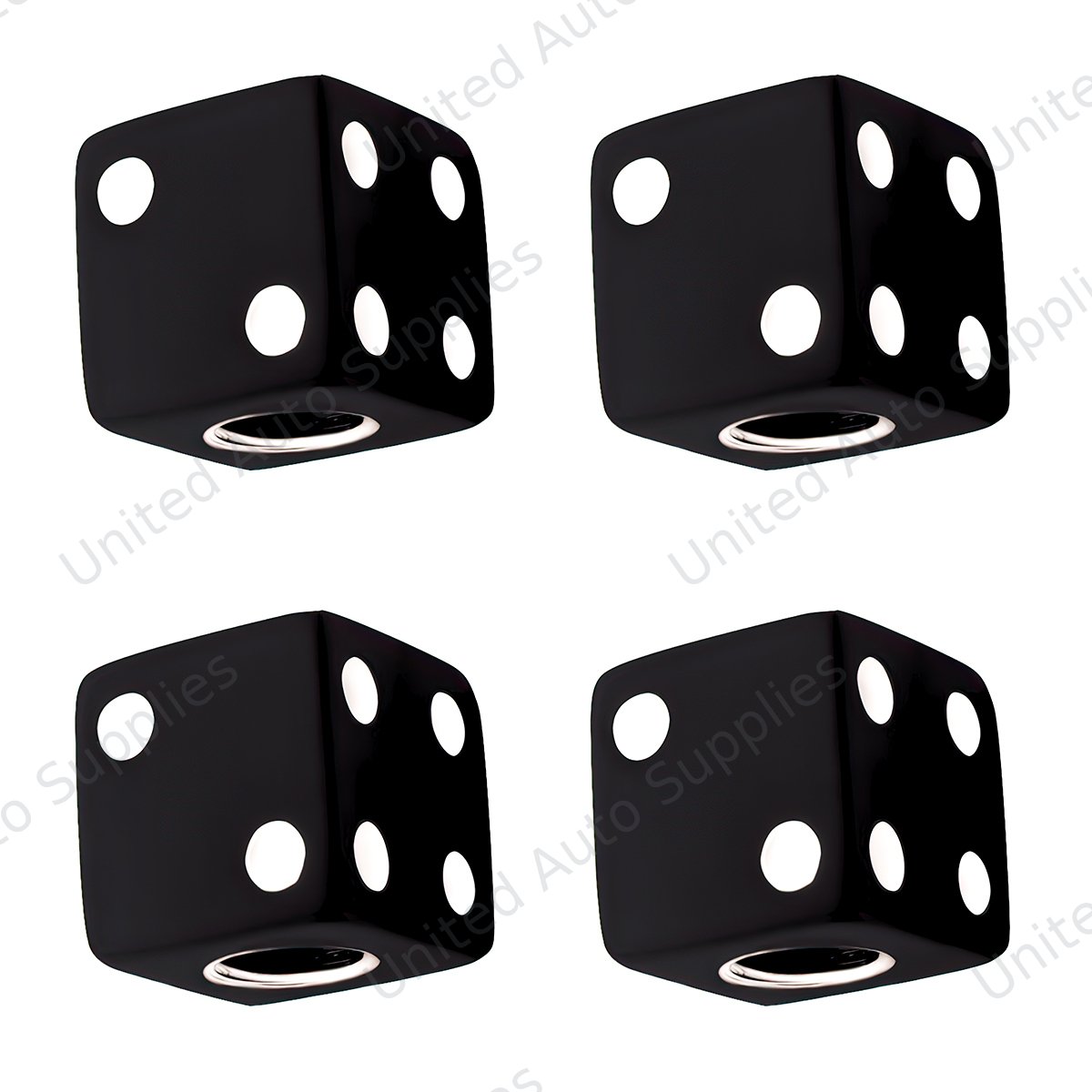 Black Dice Valve Caps With White Dots (Set of 4)