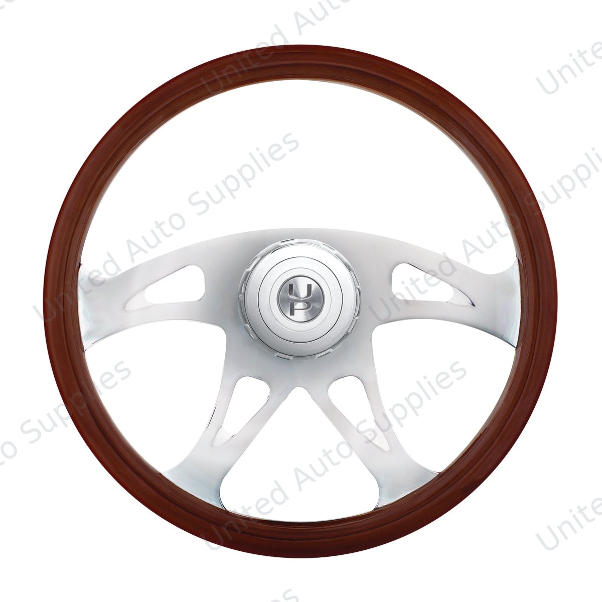 18" Boss Style Wood Steering Wheel With Hub & Horn Button Kit For Peterbilt (2006+) & Kenworth (2003+)