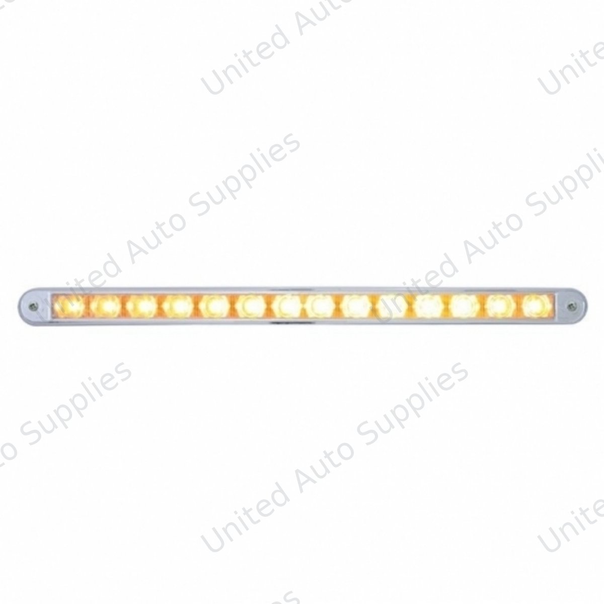 14 LED 12" Auxiliary Warning Light Bar With Bezel - Amber LED/Clear Lens