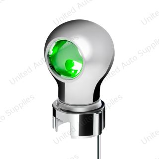 Thread-On Chrome Charlotte Gearshift Knob With LED 13/15/18 Speed Adapter-Green LED