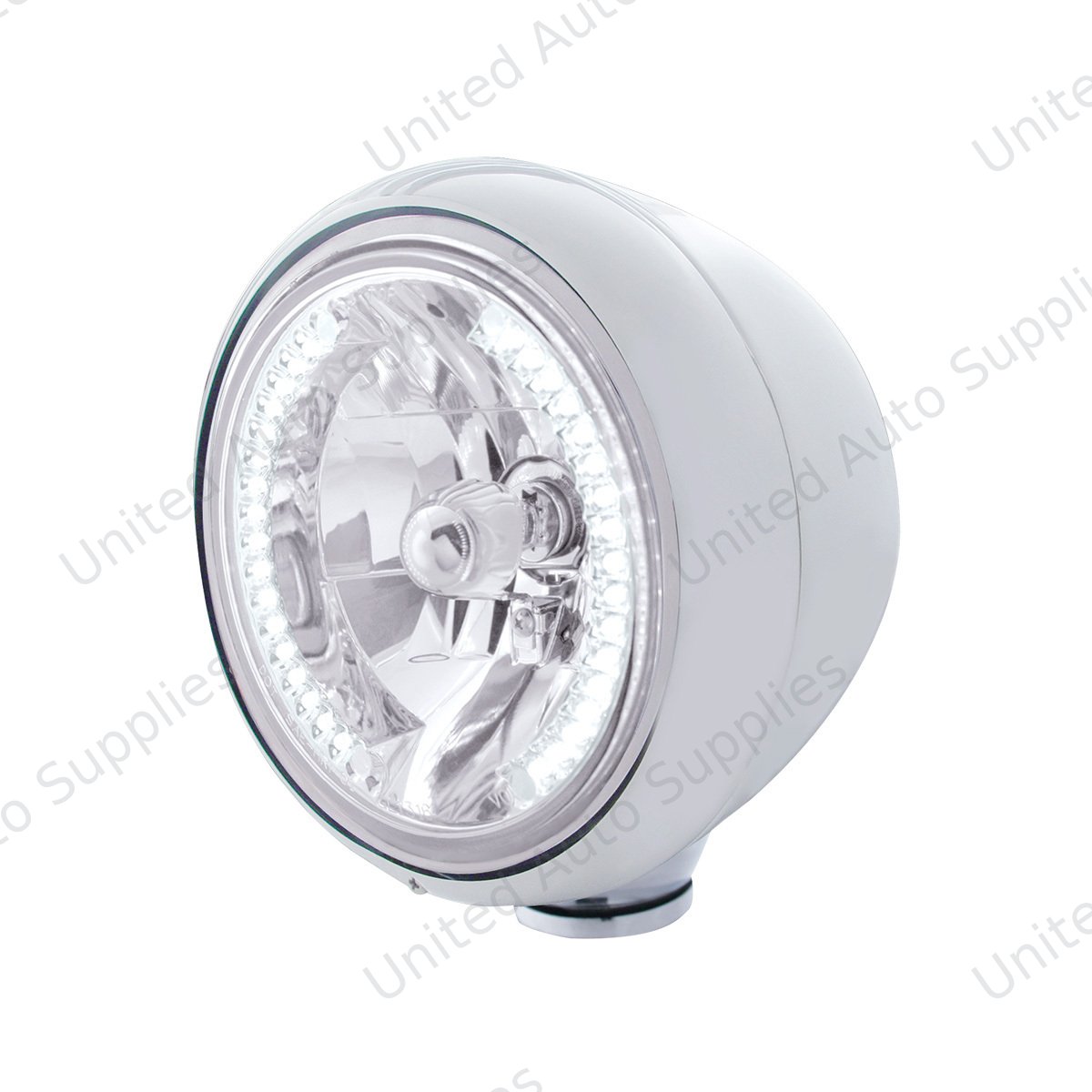 Chrome Guide 682-C Style Headlight H4 Bulb With 34 White LED