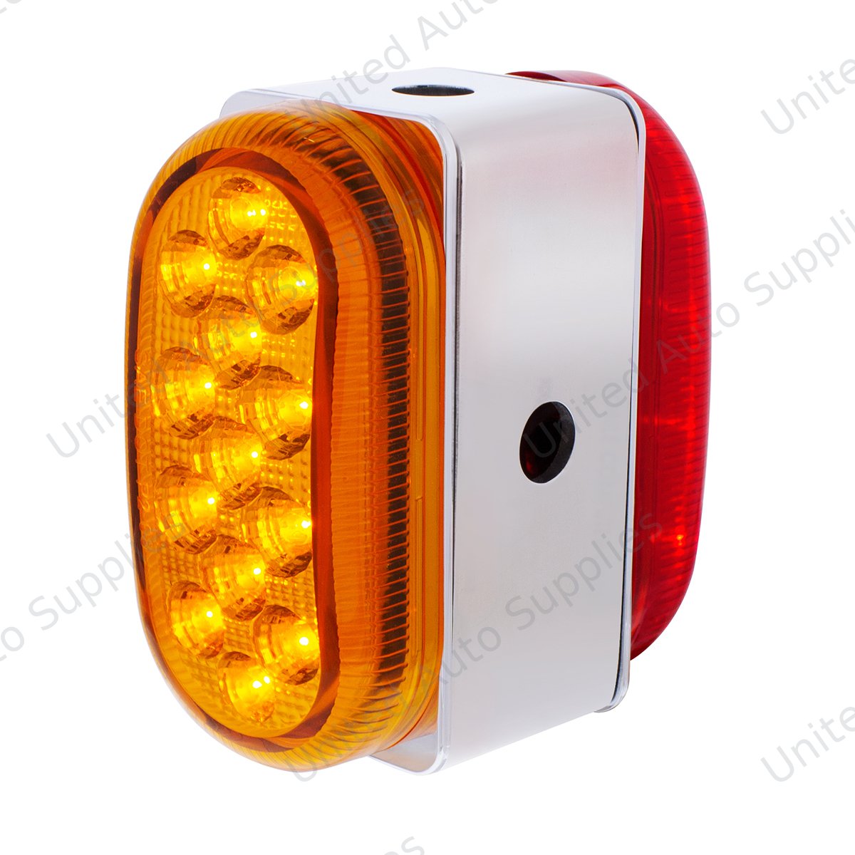 26 LED Dual Function Reflector Double Face Oval Light With SS Bracket - Amber & Red LED/Amber & Red Lens