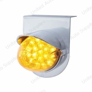 Stainless Light Bracket With 19 LED Reflector Light & Visor - Amber LED/Amber Lens