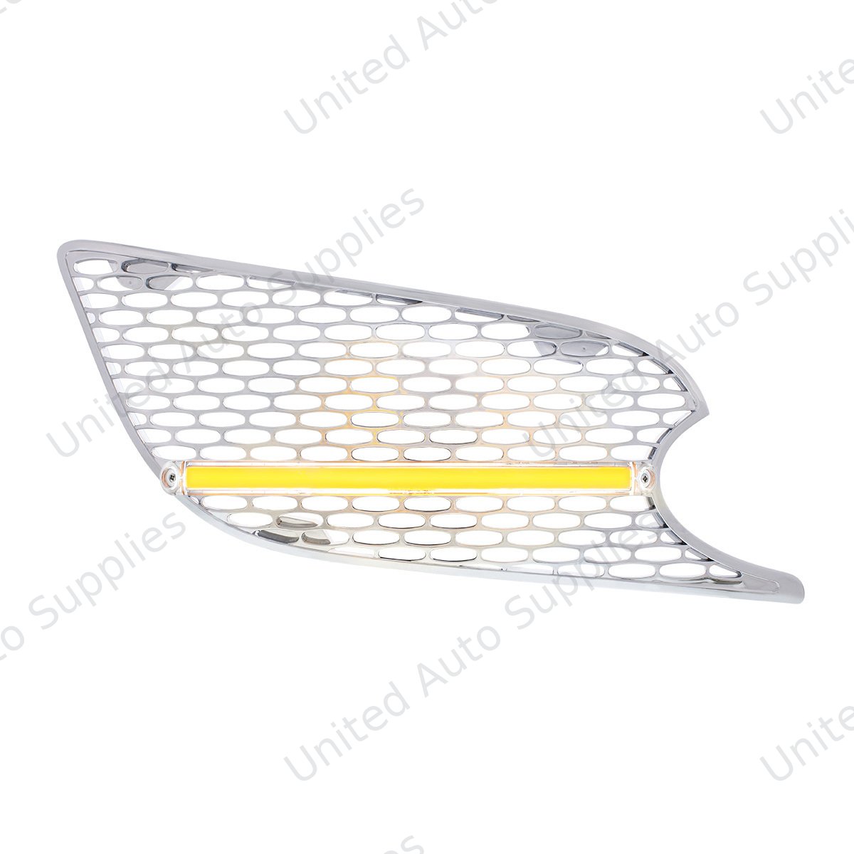 Chrome Air Intake Grille With LED GloLight For 2012-2021 Peterbilt 579 (Passenger) - Amber LED/Clear Lens