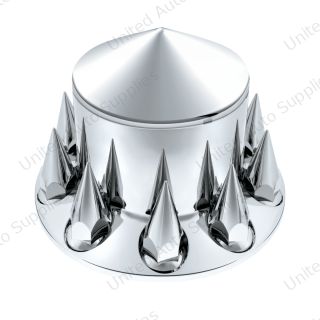 Pointed Rear Axle Cover With 33mm x 4-3/4" Super Spike Push-On Nut Covers - Chrome