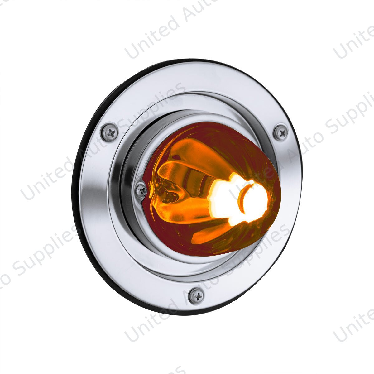 Dual Function Glass Watermelon Light Sleeper Bunk Kit With 304 SS Bezel & LED Bulb-Dark Amber Lens/Amber LED