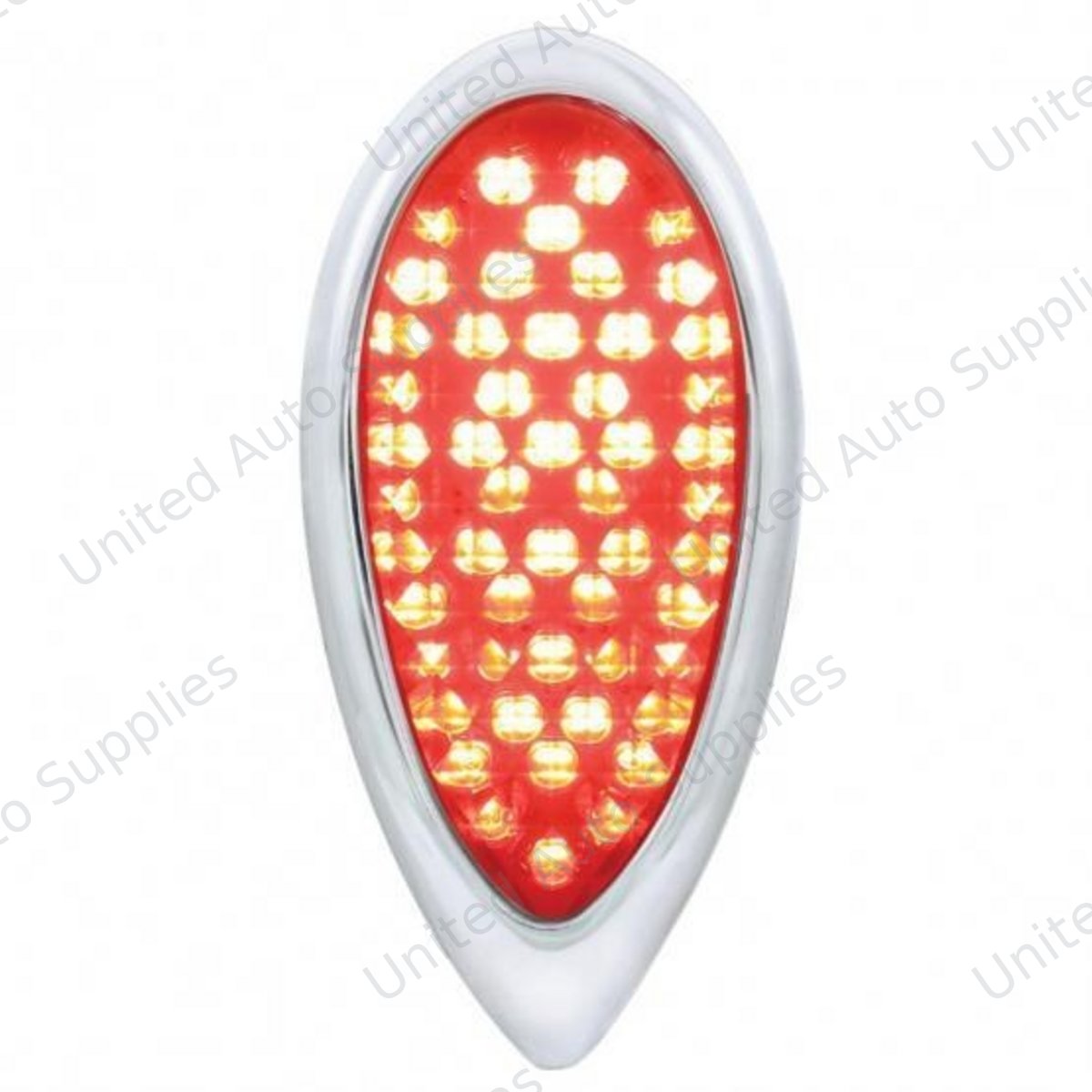 51 LED Tail Light With Chrome Flush Mount Bezel For 1938-39 Ford Car-Red LED/Red Lens