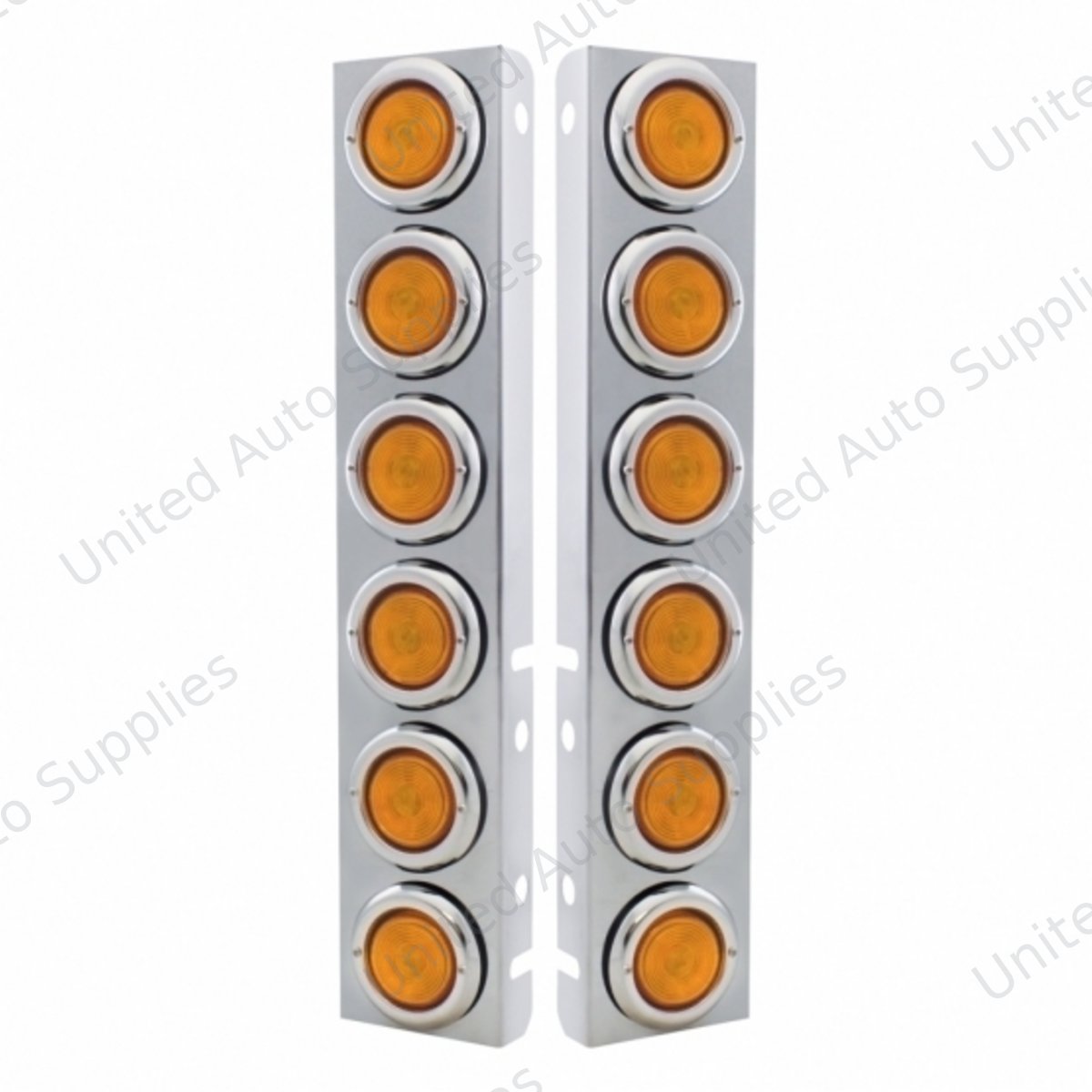 Peterbilt Front Air Cleaner Kit With Twelve 2" Incandescent Flat Lights & Bezel - Amber Lens (Pair)