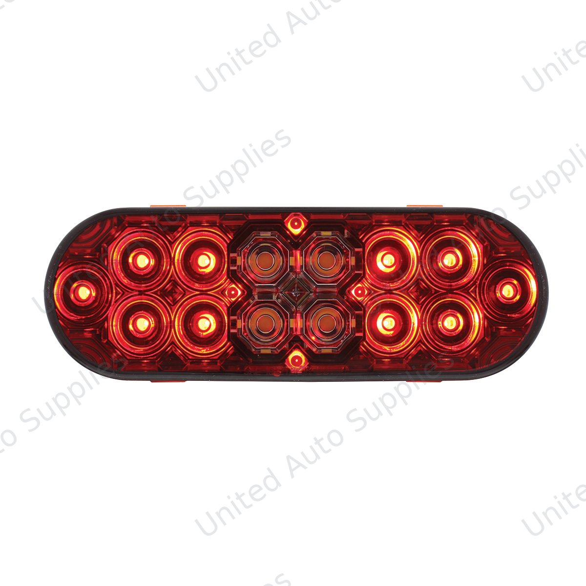 6" Oval Combo Light With 14 LED Stop, Turn & Tail & 16 LED Back-Up -Red LED/Red Lens