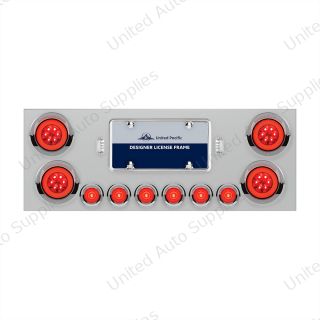 SS Rear Center Panel With 4X 21 LED 4" GloLight & 6X 6 LED 2" GloLight & Visors -Red LED & Lens