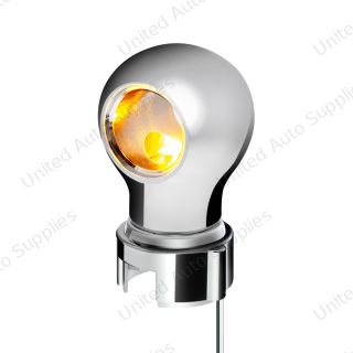 Thread-On Chrome Charlotte Gearshift Knob With LED 13/15/18 Speed Adapter-Amber LED
