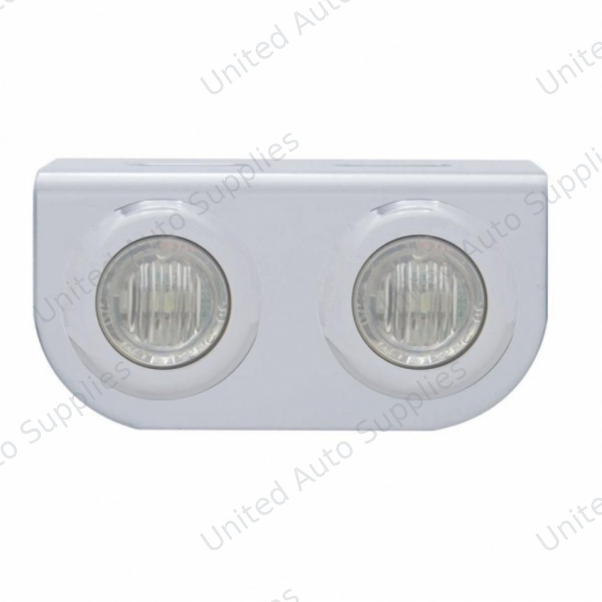 Stainless Light Bracket With 2X 3 LED 3/4" Mini Lights - Red LED/Clear Lens