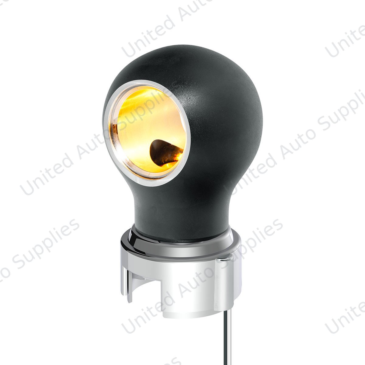 Thread-On Matte Black Charlotte Gearshift Knob With LED 13/15/18 Speed Adapter-Amber LED