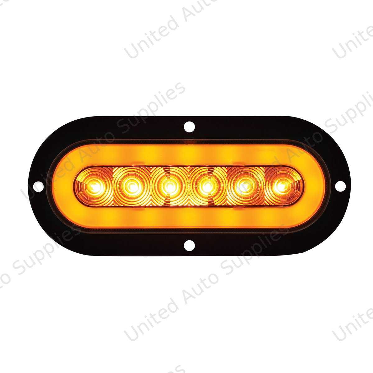 GloLight 22 LED 6" Oval Turn Signal Light With Flange Mount - Amber LED/Amber Lens
