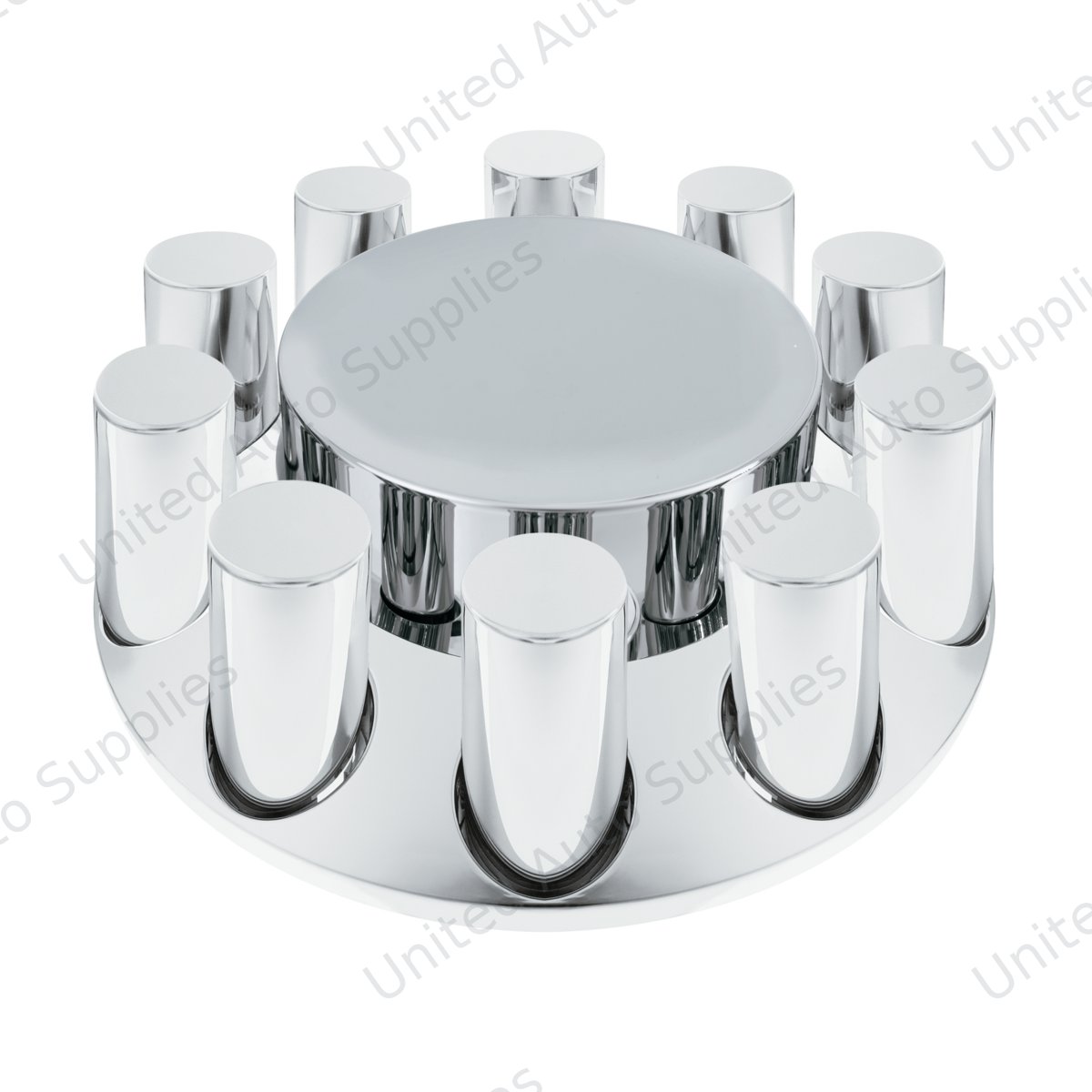 Chrome Plastic Flat Top Front Axle Cover With 33mm Standard Thread-On Tall Cylinder Nut Covers