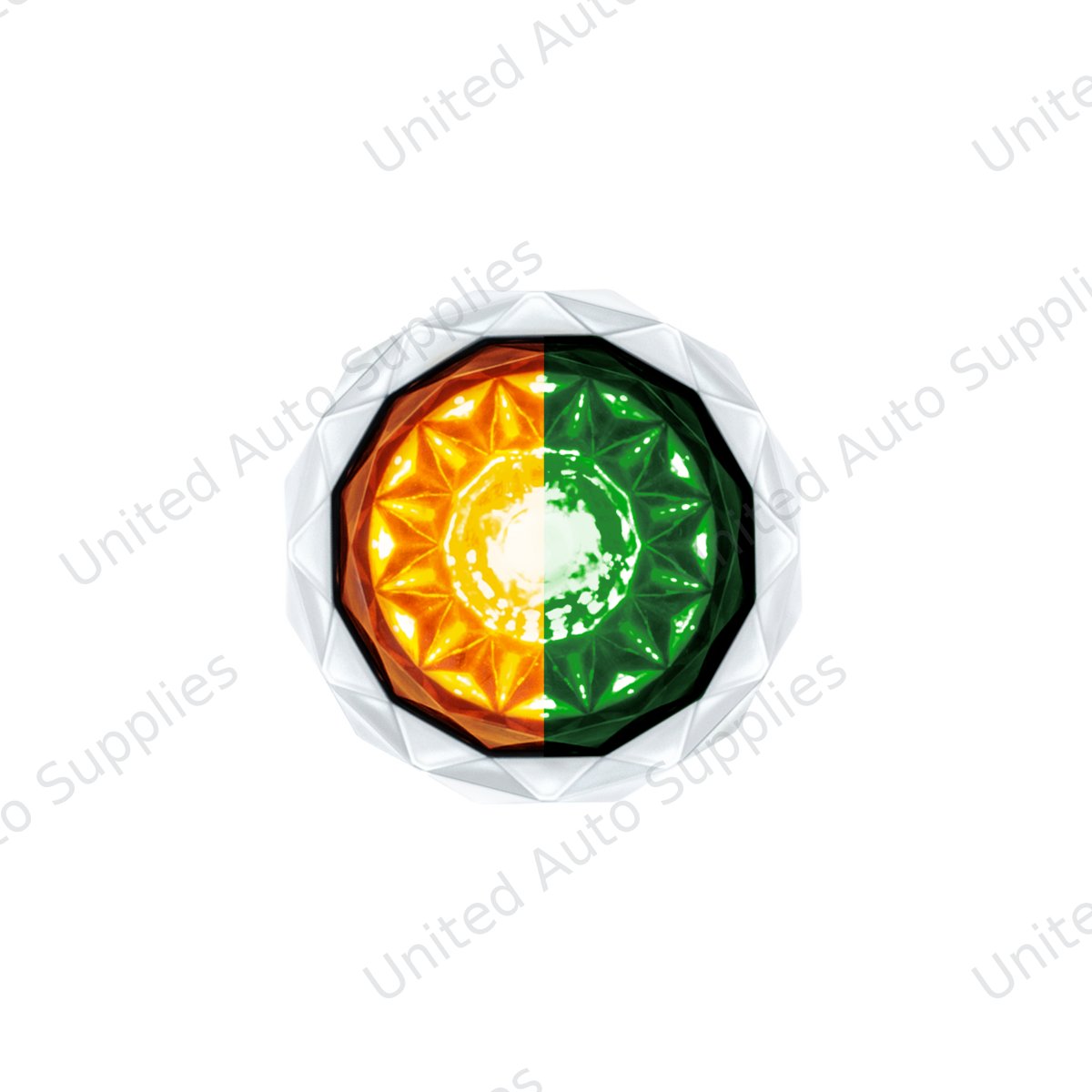 Double Fury 4 LED Dual Function 1-1/8" Crystal Watermelon Light-Amber & Green LED
