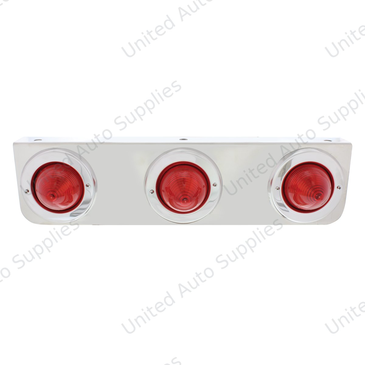 Stainless Steel Bracket With 3 Red Beehive Clearance Lights & Bezels