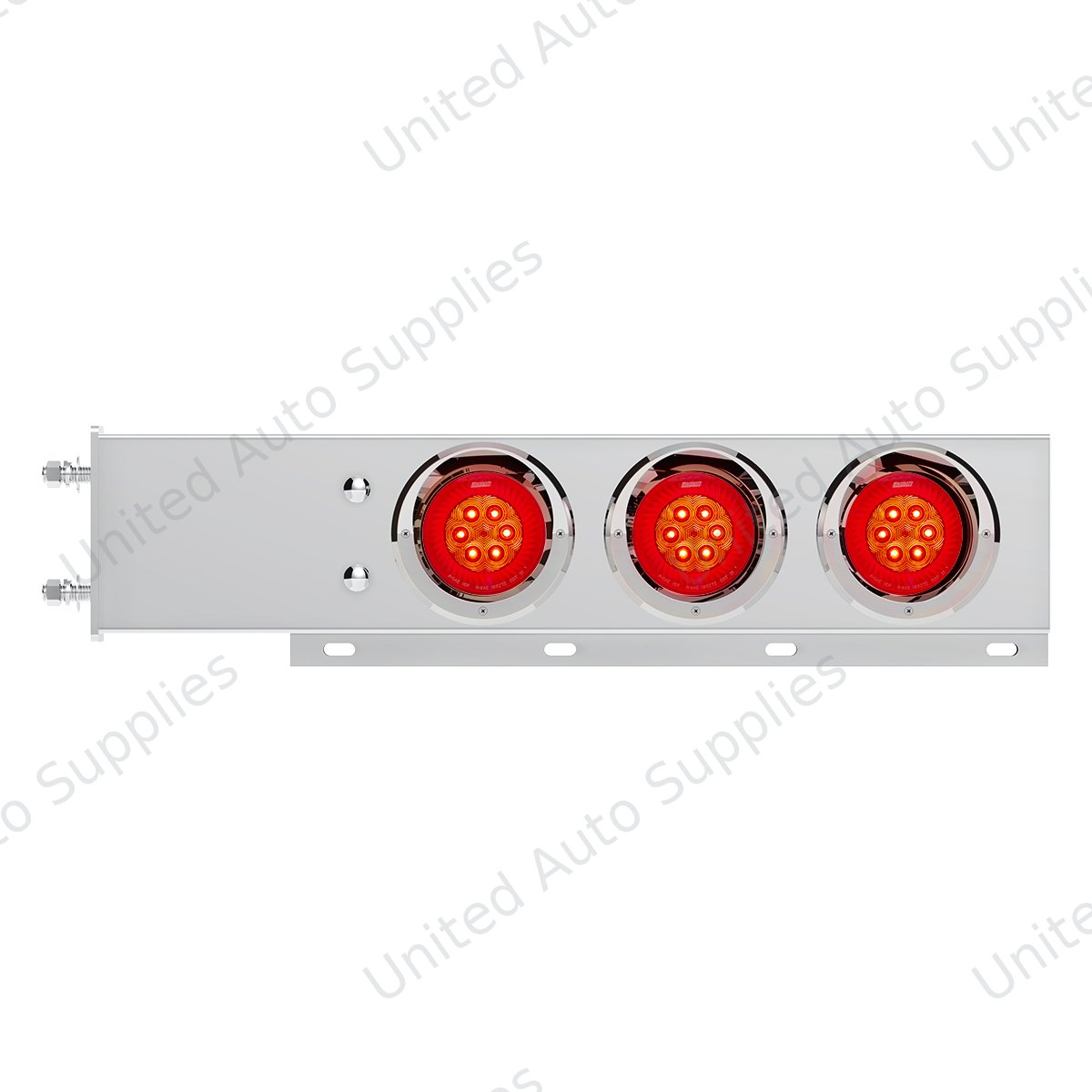 3-3/4" Bolt Pattern SS Spring Loaded Bar With 6X 4" 16 LED Turbine Lights & Visors - Red LED/Red Lens (Pair)