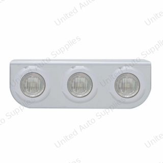Stainless Light Bracket With 3X 3 LED 3/4" Mini Lights - Red LED/Clear Lens