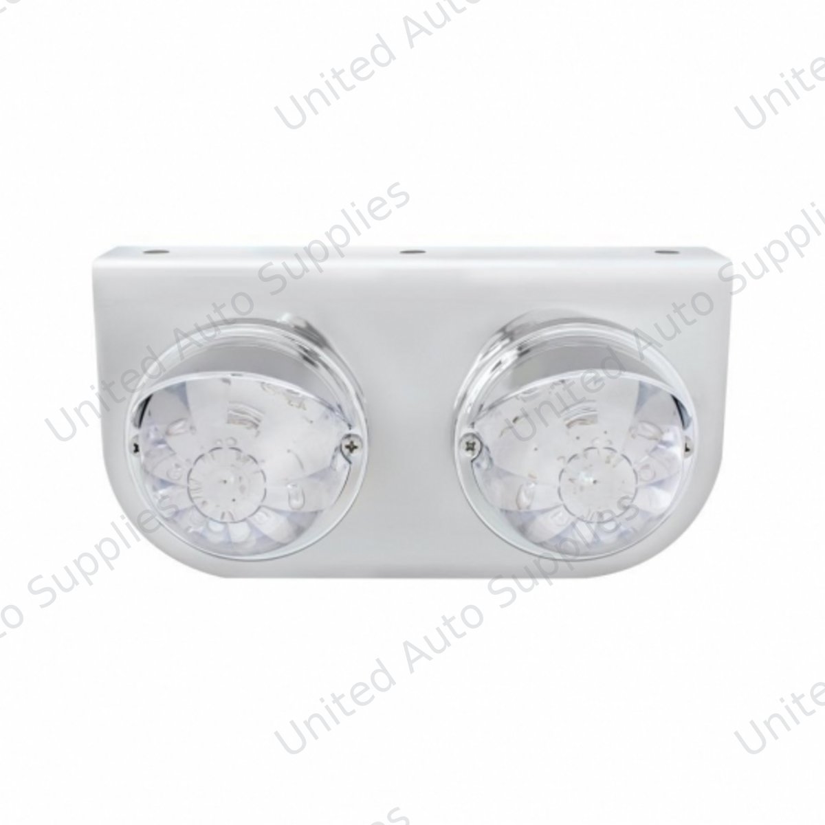SS Light Bracket With 2X 17 LED Dual Function Watermelon Lights & Visors - Amber LED/Clear Lens