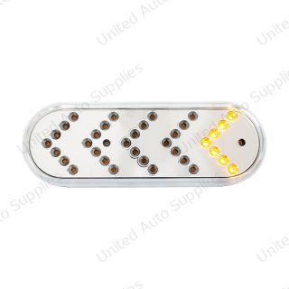 35 LED 6" Reflector Oval Sequential Turn Signal Light - Amber LED/Clear Lens