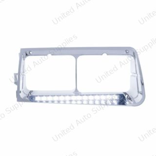 14 LED Headlight Bezel For 1989-2009 Freightliner FLD - Driver - White LED/Clear Lens