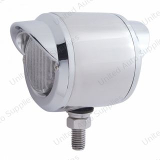 Stainless 2.5" Double Face Light With LED Lights & Visors - Amber & Red LED/Clear Lens