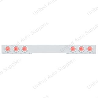 Stainless 1 Piece Rear Light Bar With Six 36 LED 4" Lights & Bezels - Red LED/Clear Lens