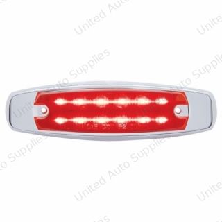 12 LED Rectangular Light (Clearance/Marker) With Chrome Bezel - Red LED/Red Lens