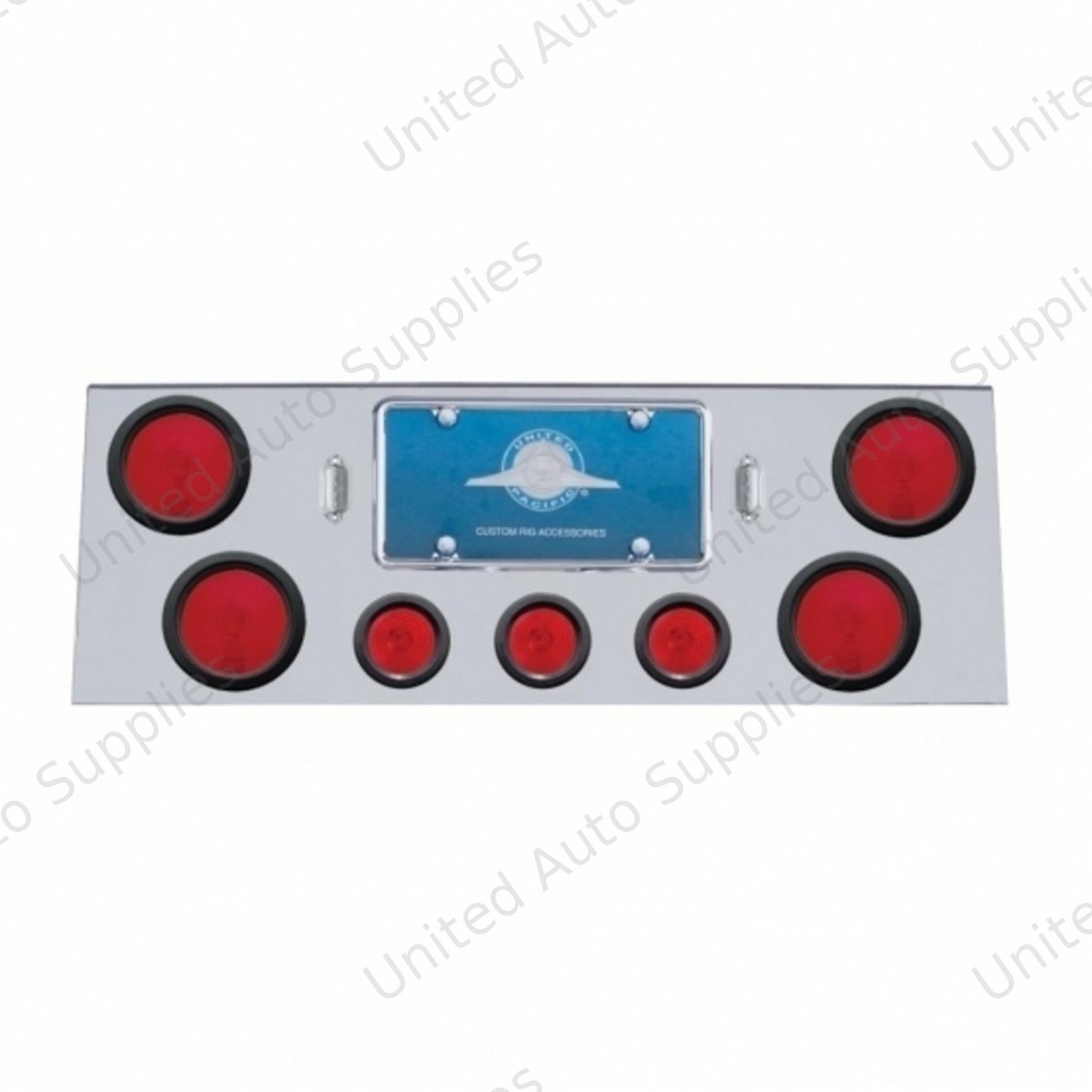 Stainless Rear Center Panel With 4X 4" Lights & 3X 2.5" Flat Lights & Grommets