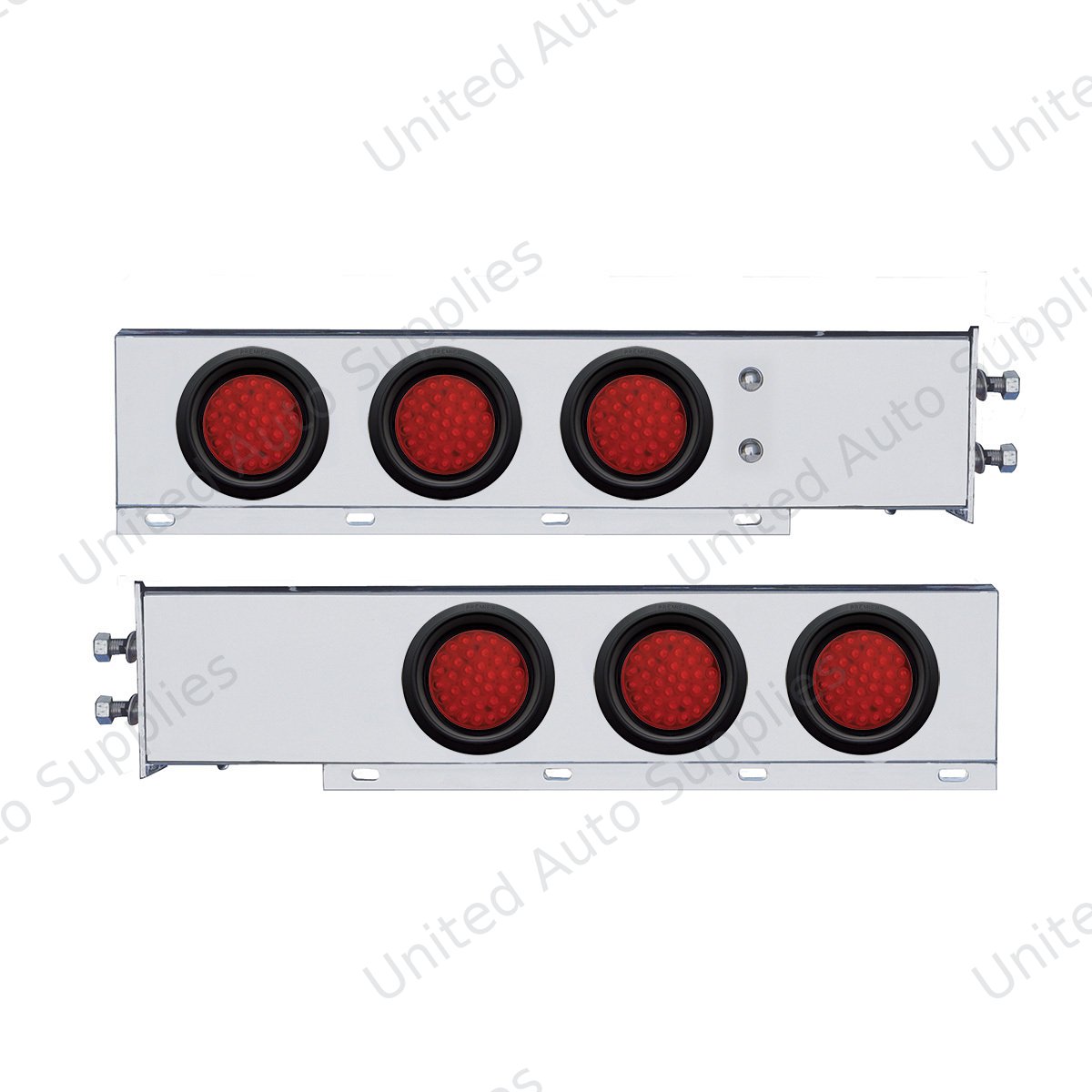 2" Bolt Pattern SS Spring Loaded Bar With 6X 36 LED 4" Lights -Red LED & Lens (Pair)