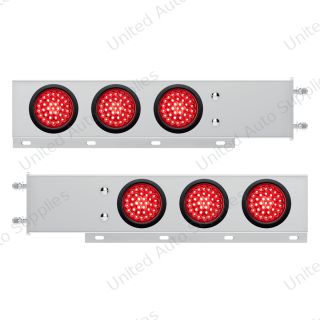 3-3/4" Bolt Pattern Deluxe SS Spring Loaded Bar W/6X 36 LED 4" Light -Red LED & Lens (Pair)