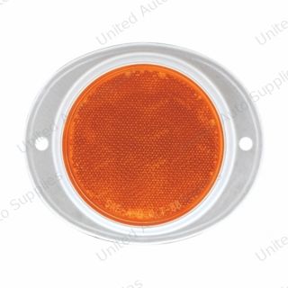 3-3/16" Round Reflector With Aluminum Mount Base - Amber