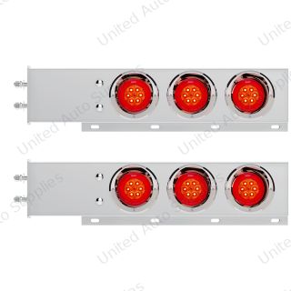 2.5" Bolt Pattern SS Spring Loaded Bar With 6X 4" 16 LED Turbine Lights & Visors - Red LED/Red Lens (Pair)