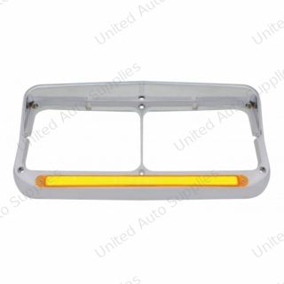 24 LED Rectangular Dual Headlight Bezel With Visor & GloLight - Amber LED/Amber Lens