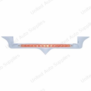 Chrome Hood Emblem Trim With 14 LED Light Bar For Kenworth - Red LED/Clear Lens