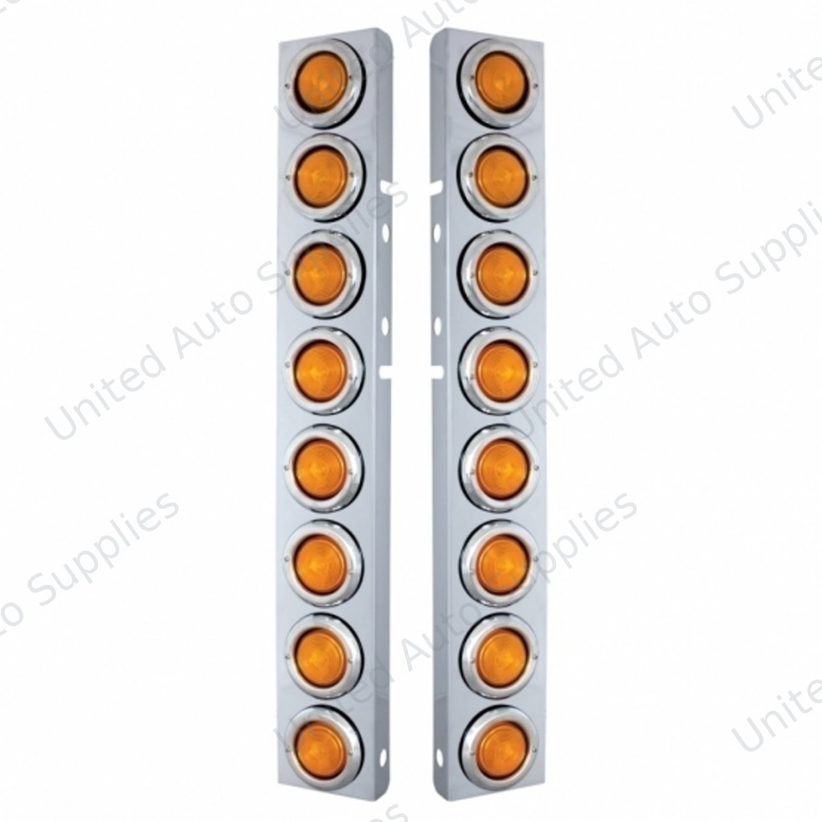 Front Air Cleaner Kit With Sixteen 2" Incandescent Flat Lights & Bezel For Peterbilt - Amber Lens