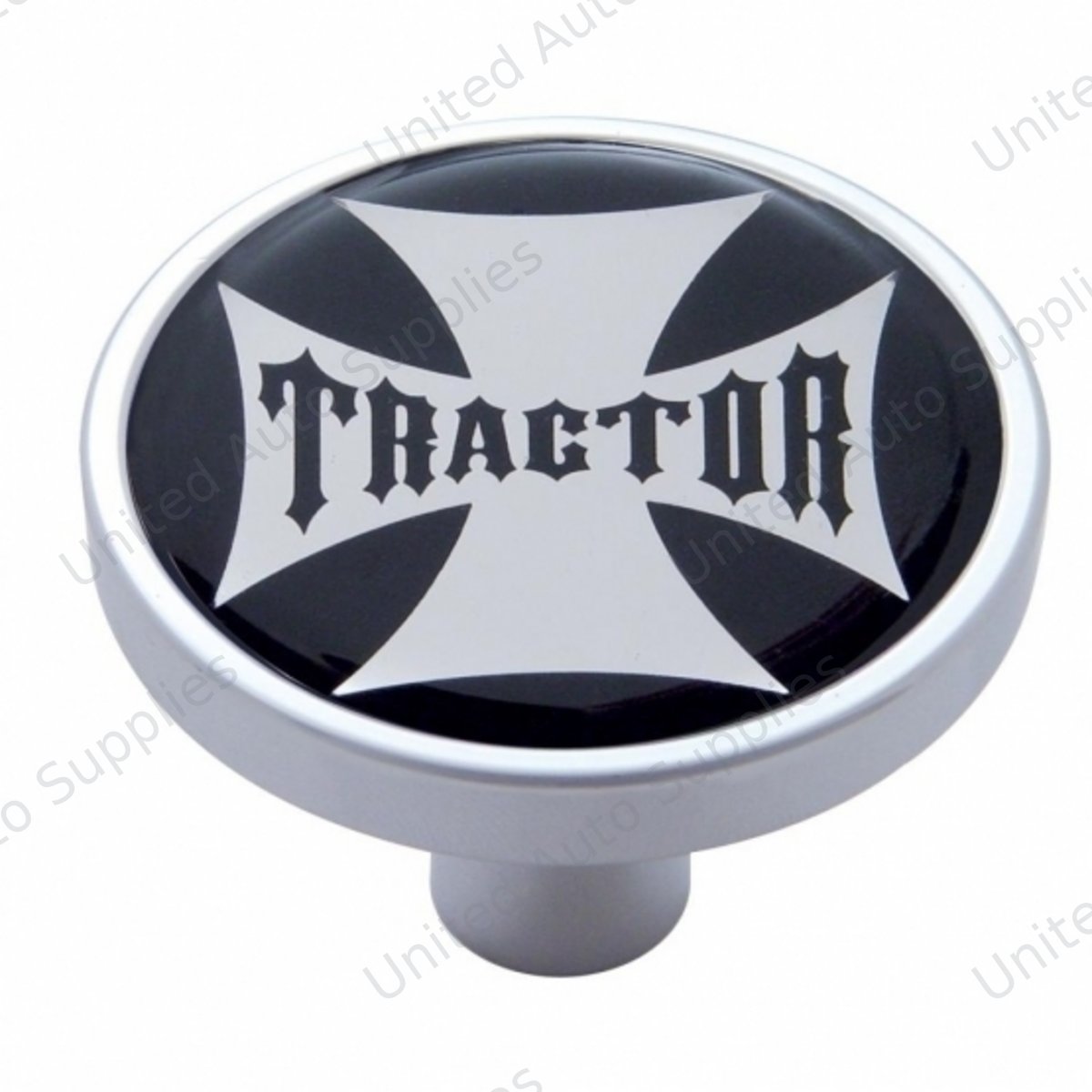 "Tractor" Short Air Valve Knob - Black Maltese Cross Sticker