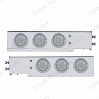 2" Bolt Pattern SS Spring Loaded Bar With 6X 4" 7 LED Lights & Visors -Red LED/Clear Lens (Pair)