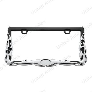Flame License Plate Frame - Chrome