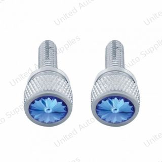 3/4" Short M6 Dash Screw With Crystal For Kenworth - Blue Crystal (2-Pack)