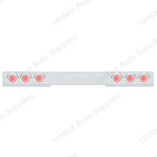 Stainless 1 Piece Rear Light Bar With Six 36 LED 4" Lights & Visors - Red LED/Clear Lens