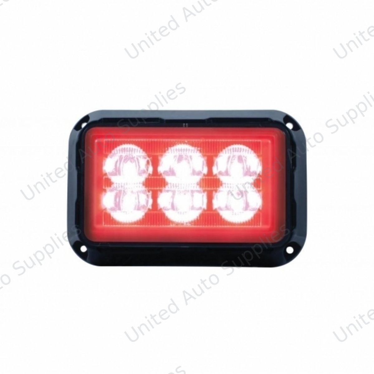 6 High Power LED Rectangular Warning Light - Red LED (Bulk)